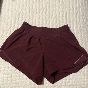 lululemon maroon shorts 4” size 4